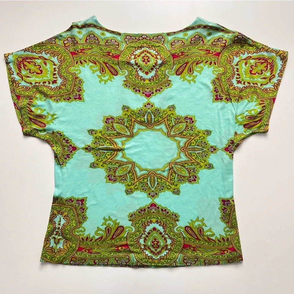 Robert Graham Paisley Print Top Embroidered Keyhole Trim Neckline Size XS - Picture 3 of 7